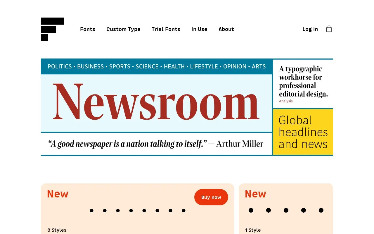 Screenshot of the FaceType homepage