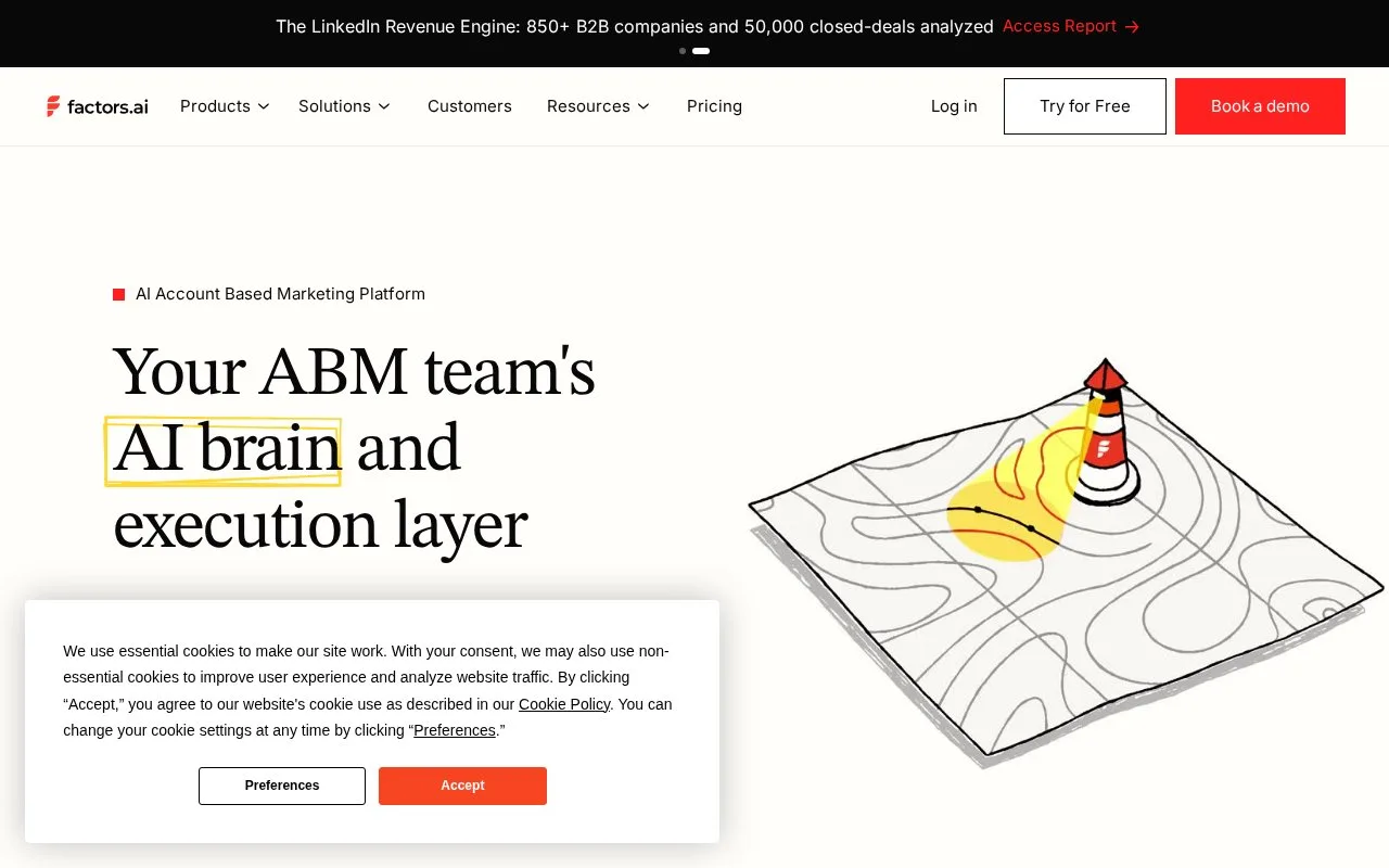 Screenshot of the Factors.ai homepage