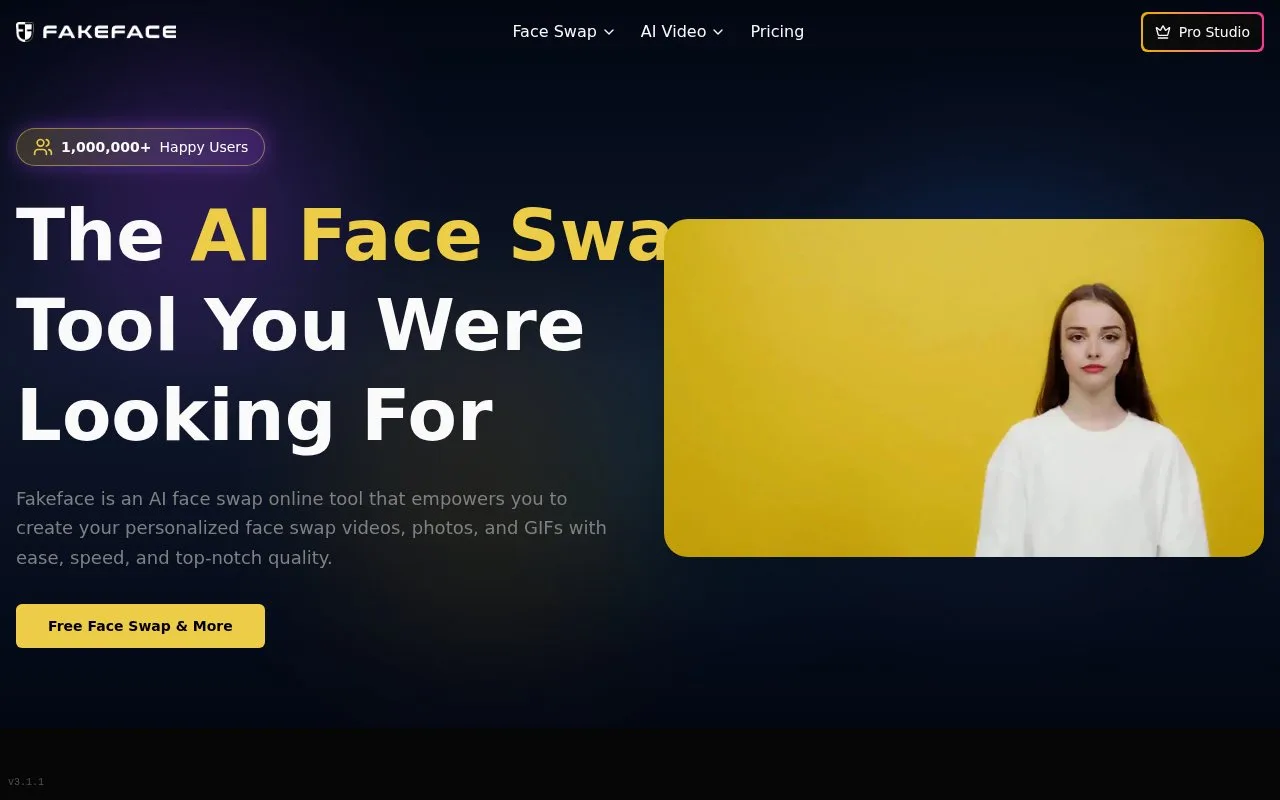 Screenshot of the Fakeface homepage
