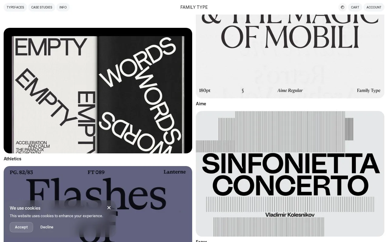Screenshot of the Family Type homepage