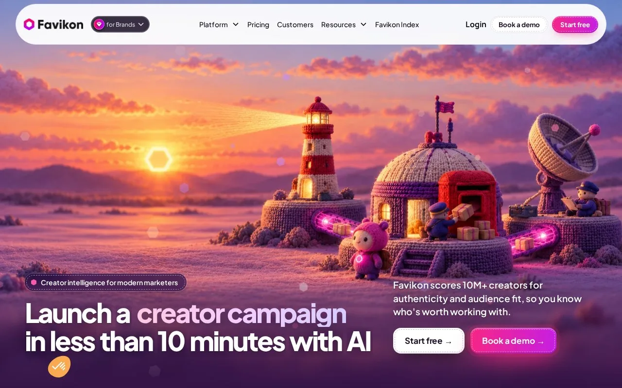 Screenshot of the Favikon homepage