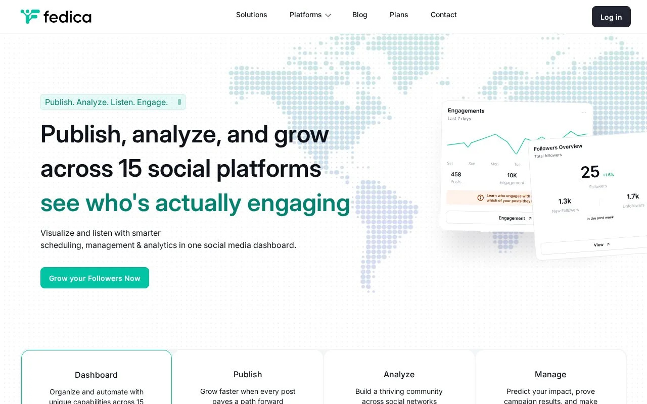 Screenshot of the Fedica homepage