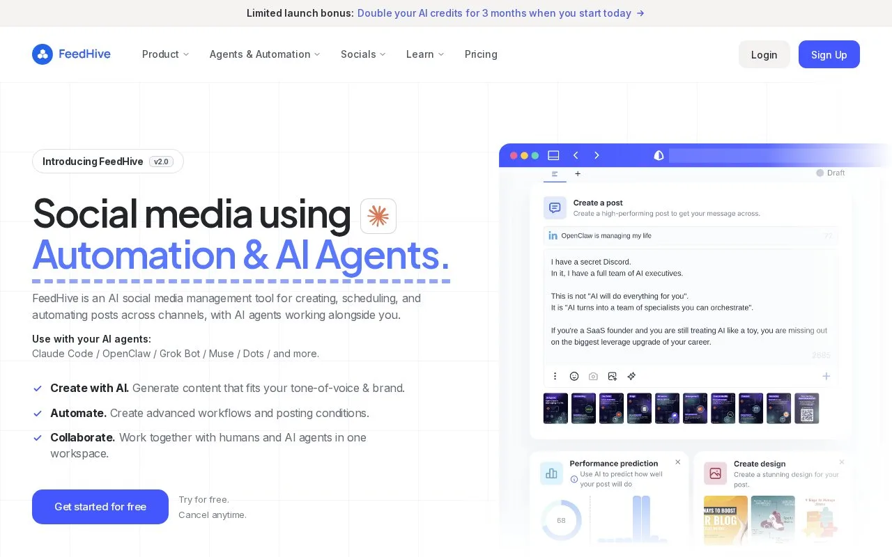 Screenshot of the FeedHive homepage