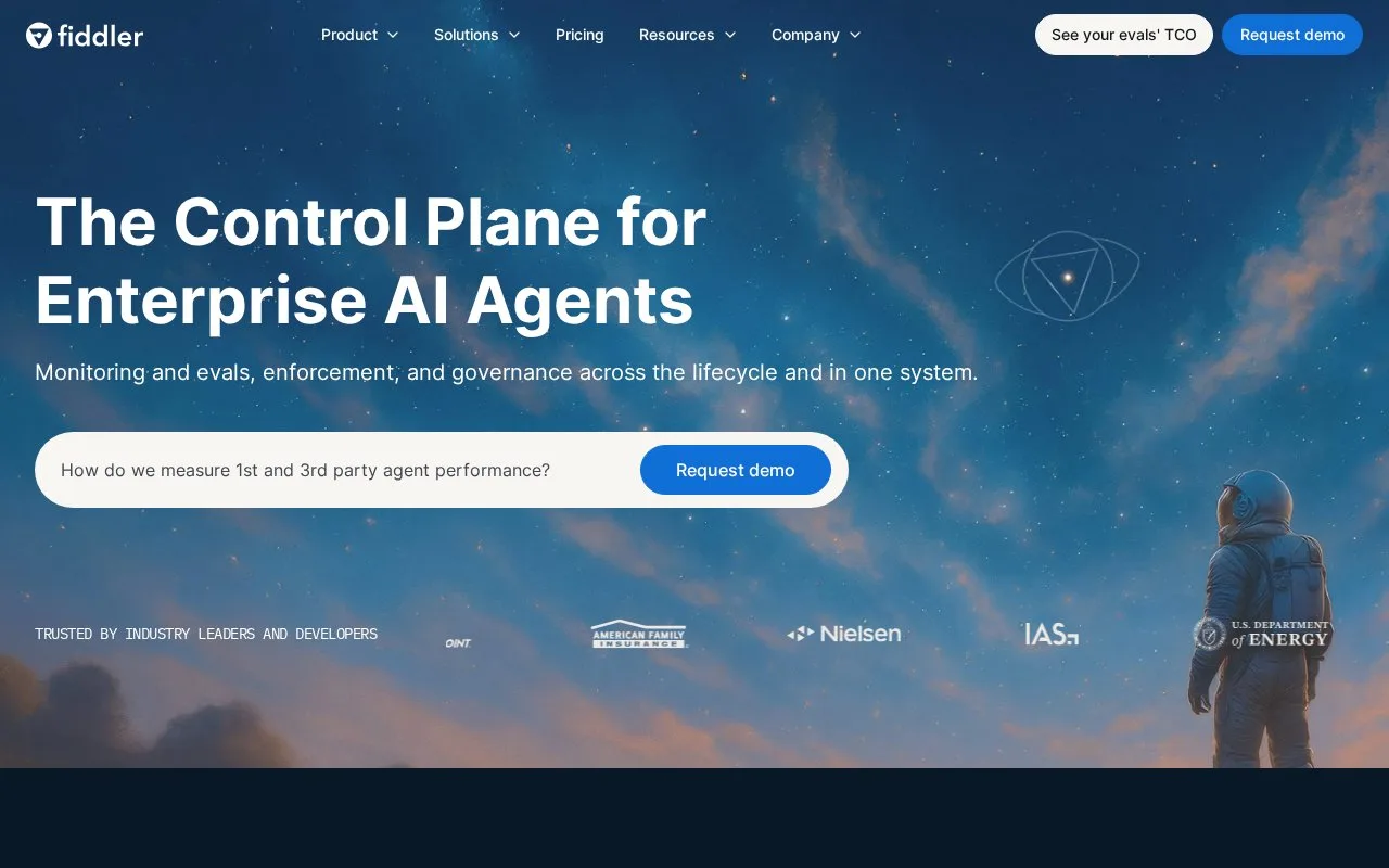 Screenshot of the Fiddler AI homepage