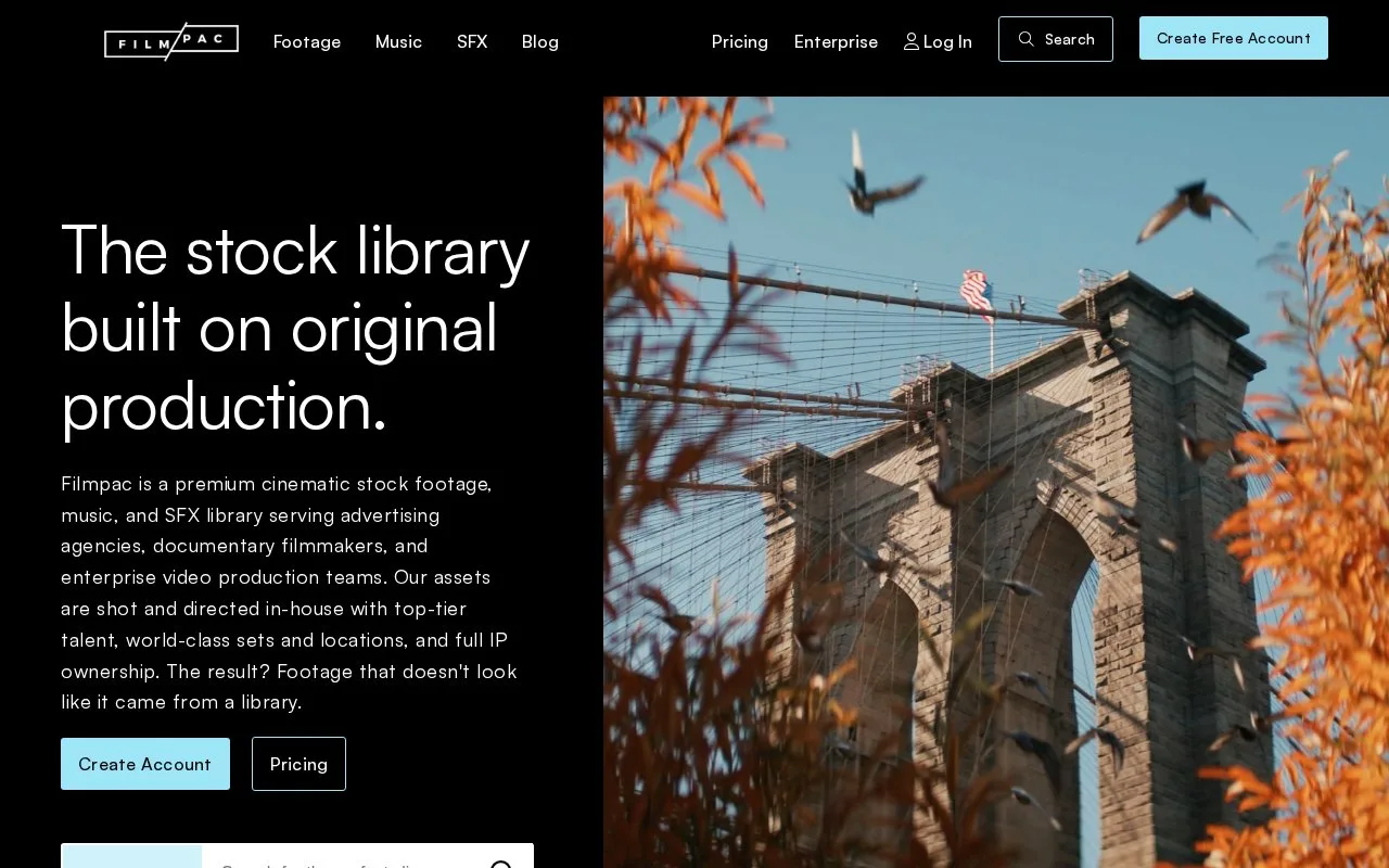 Screenshot of the FILMPAC homepage