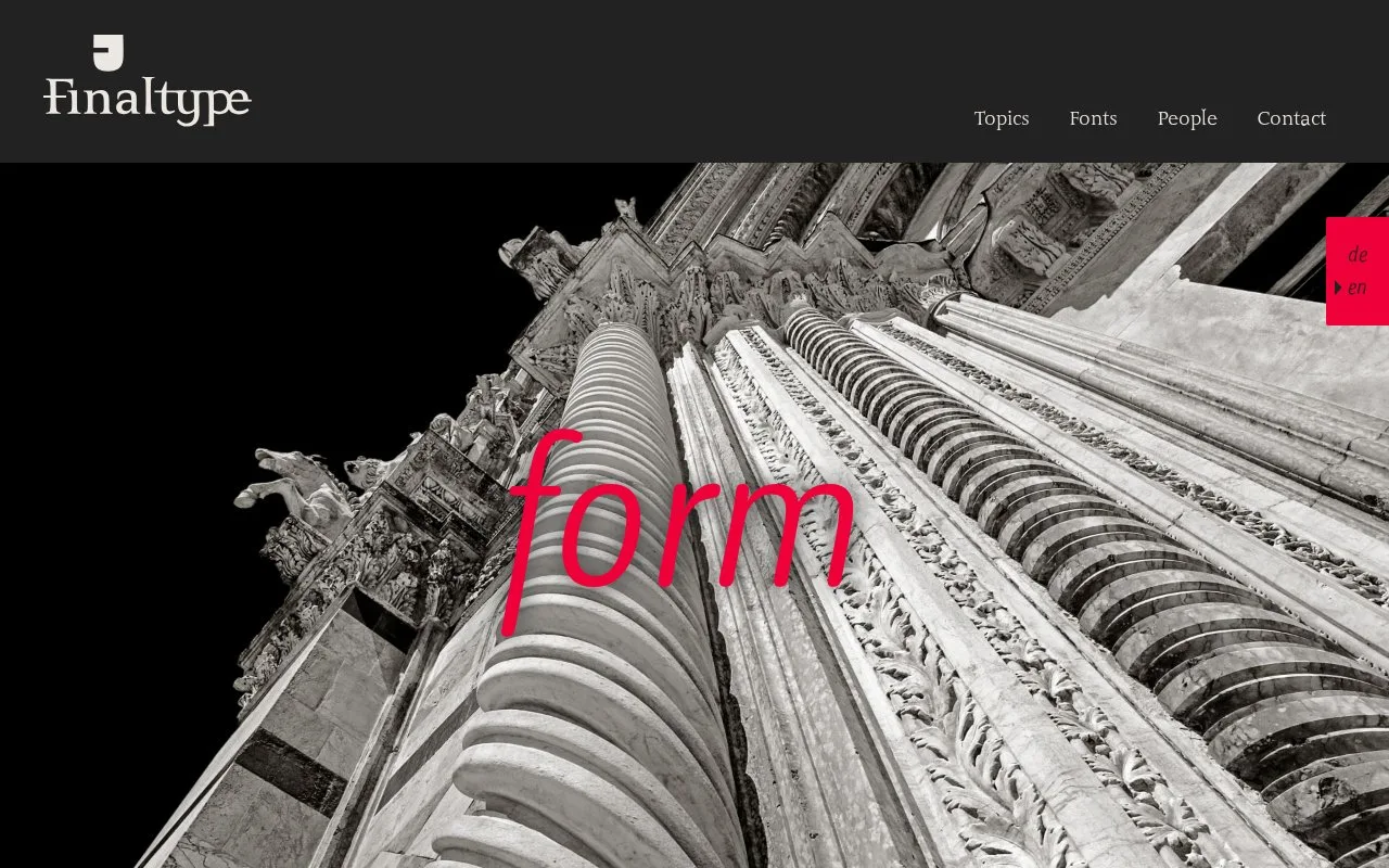 Screenshot of the Finaltype homepage