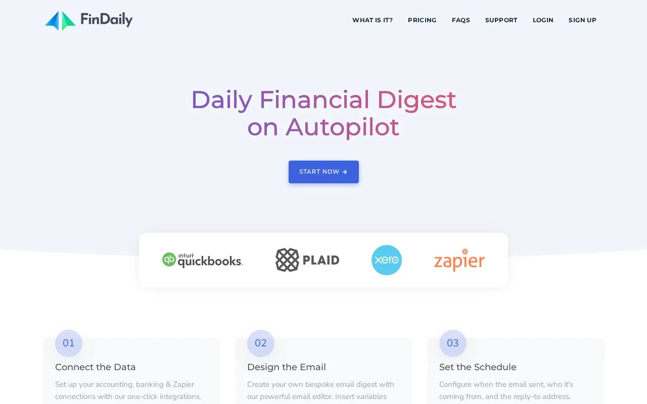 Screenshot of the FinDaily homepage