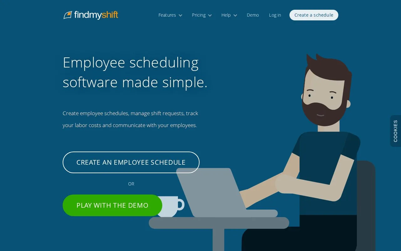Screenshot of the Findmyshift homepage