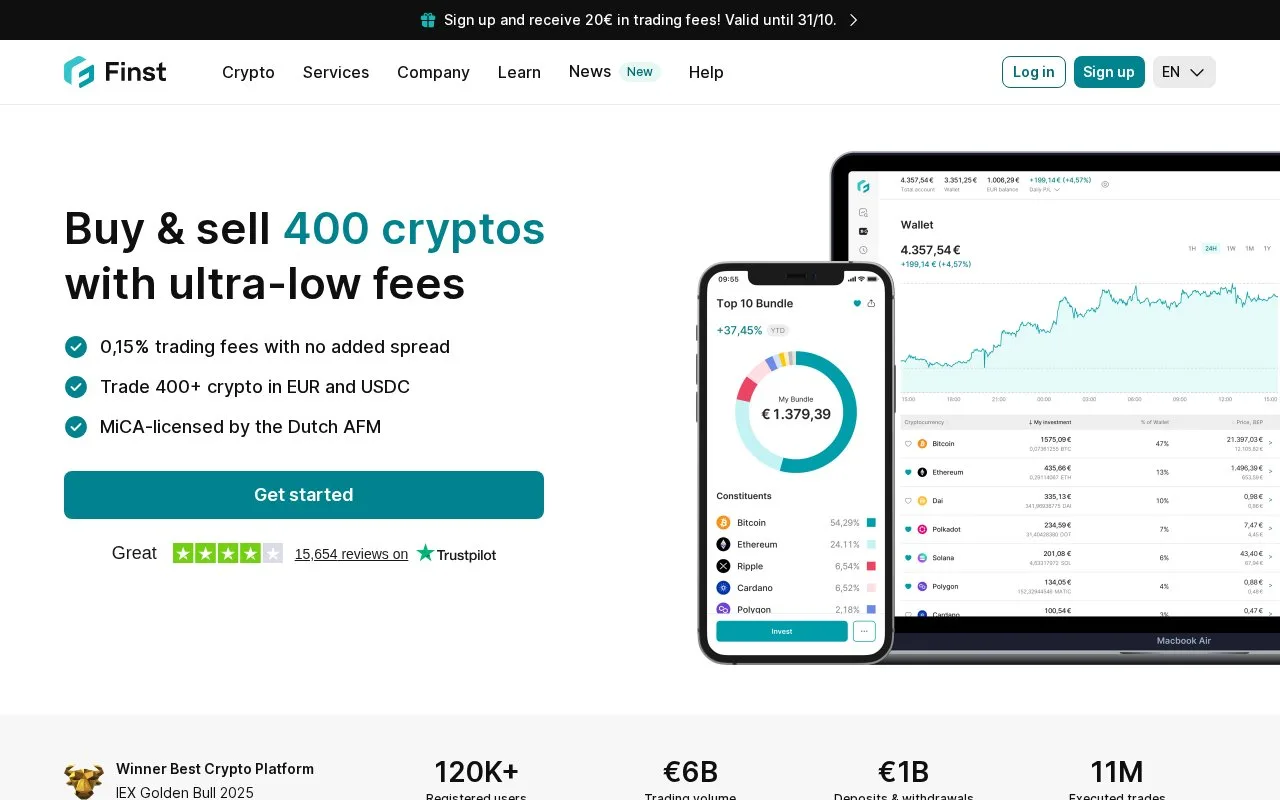 Screenshot of the Finst homepage