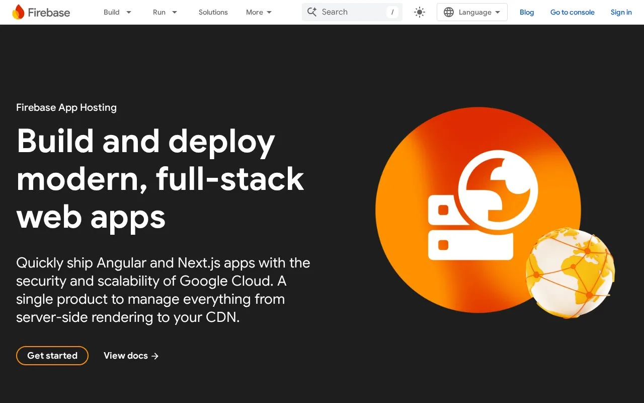 Screenshot of the Firebase App Hosting homepage