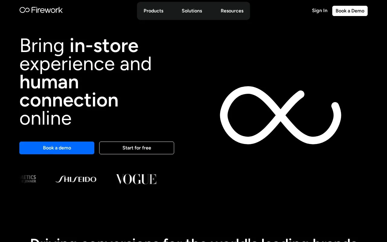 Screenshot of the Firework homepage
