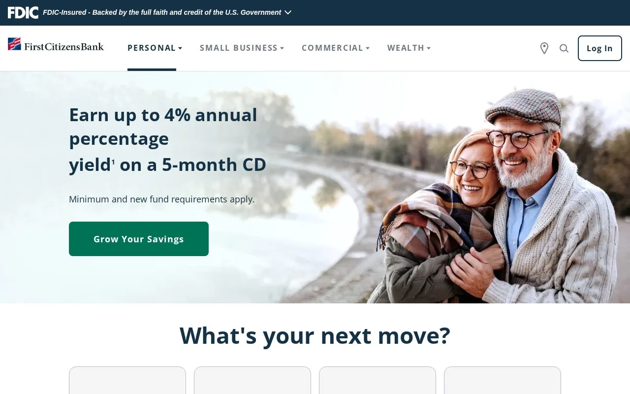 Screenshot of the First Citizens Bank homepage