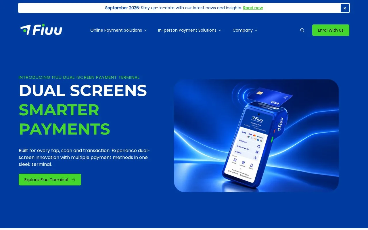 Screenshot of the Fiuu homepage