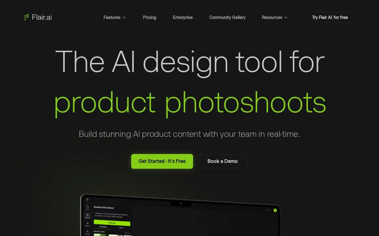 Screenshot of the Flair.ai homepage