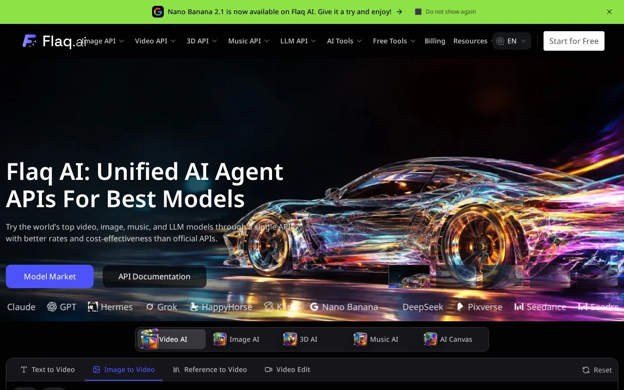 Screenshot of the Flaq AI homepage