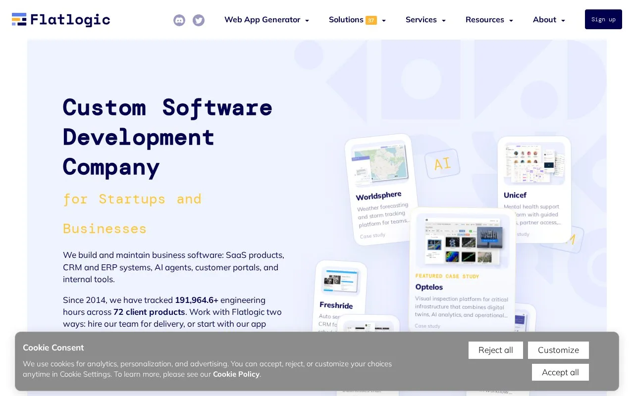 Screenshot of the Flatlogic homepage