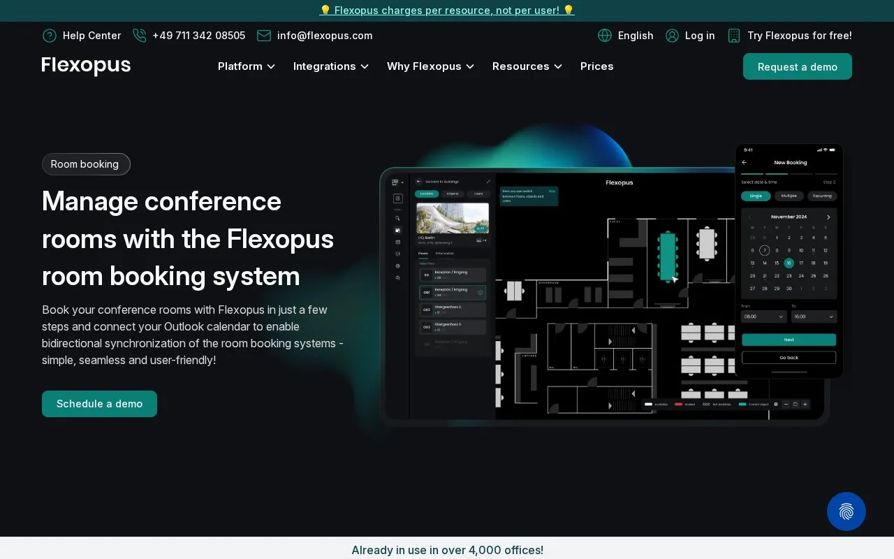 Screenshot of the Flexopus homepage