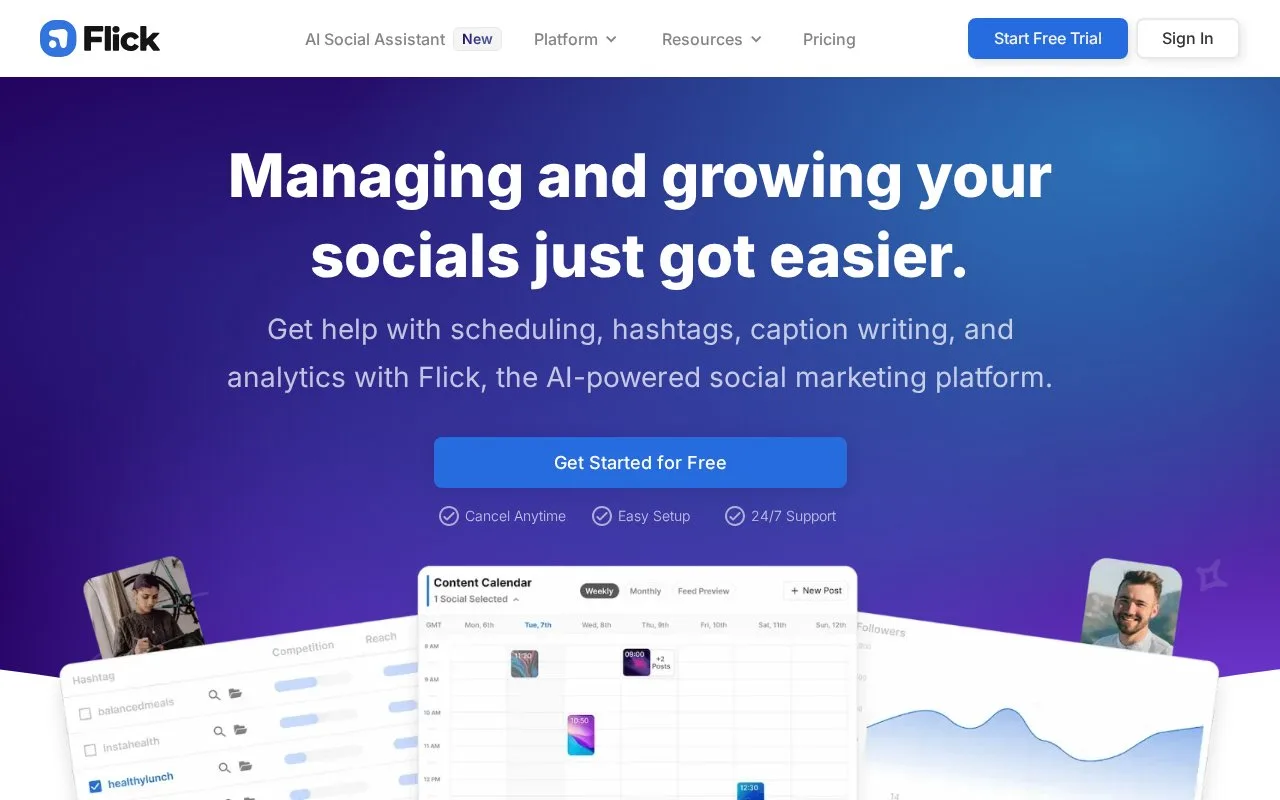 Screenshot of the Flick homepage