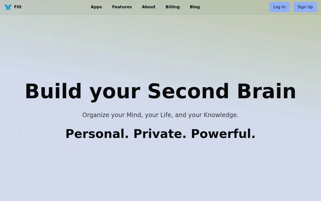 Screenshot of the Flit homepage