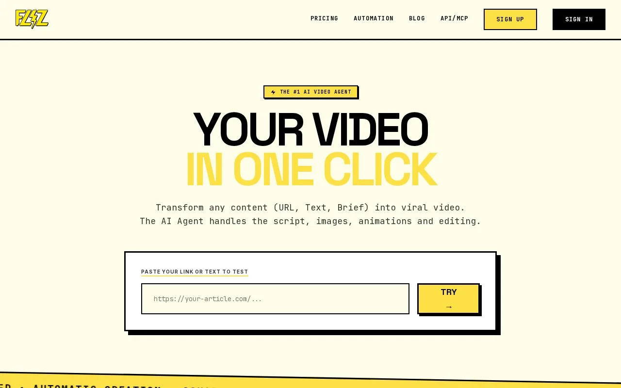Screenshot of the Fliz homepage