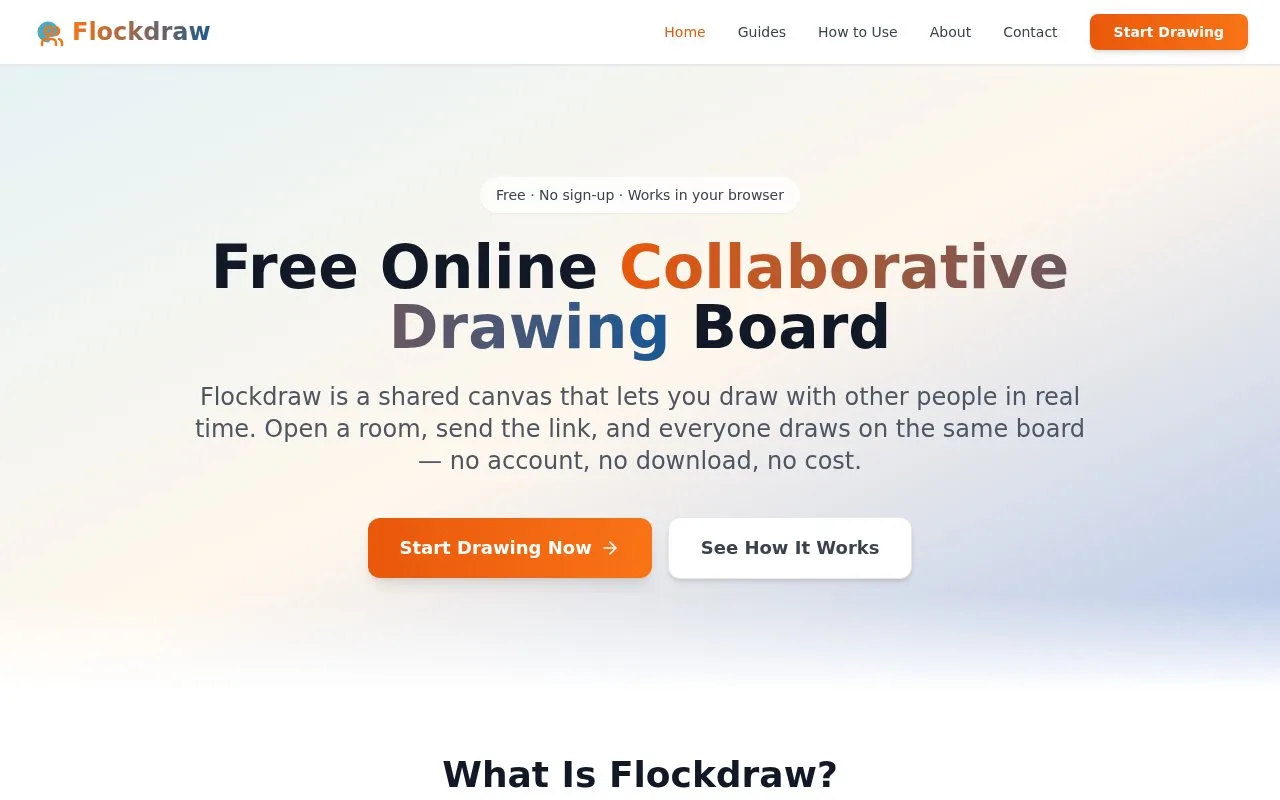 Screenshot of the Flockdraw homepage