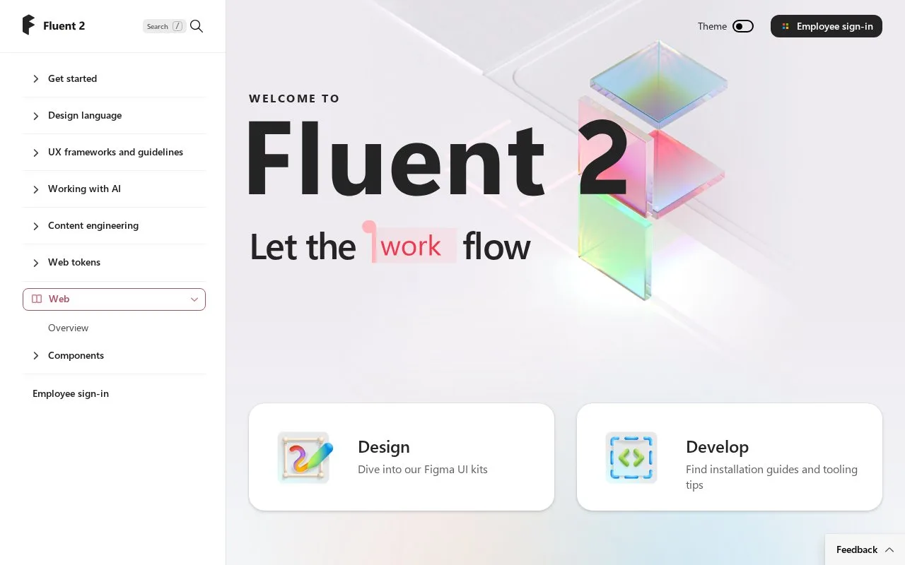 Screenshot of the Fluent 2 homepage