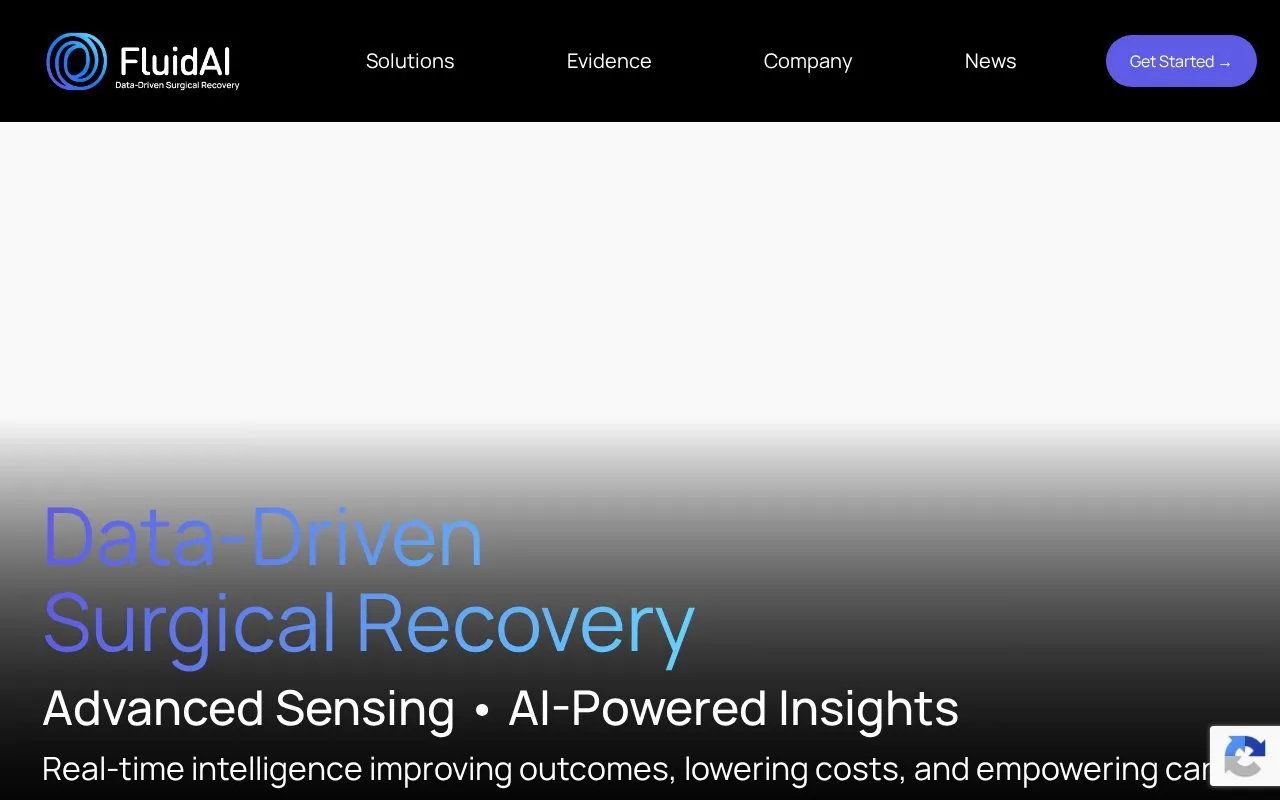 Screenshot of the FluidAI Medical homepage