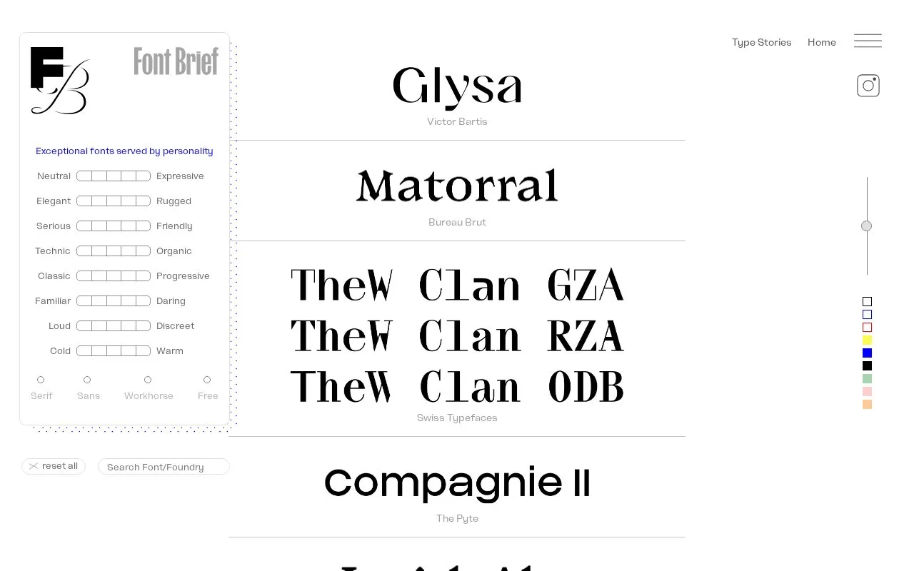 Screenshot of the Font Brief homepage