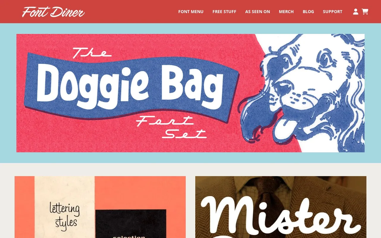 Screenshot of the Font Diner homepage