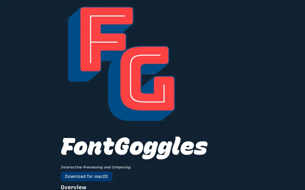 Screenshot of the FontGoggles homepage