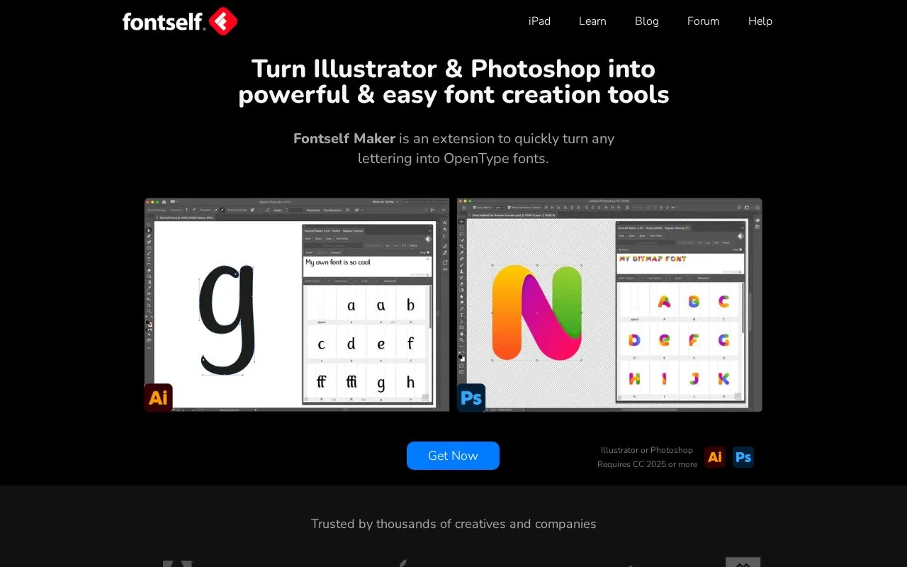 Screenshot of the Fontself Maker homepage