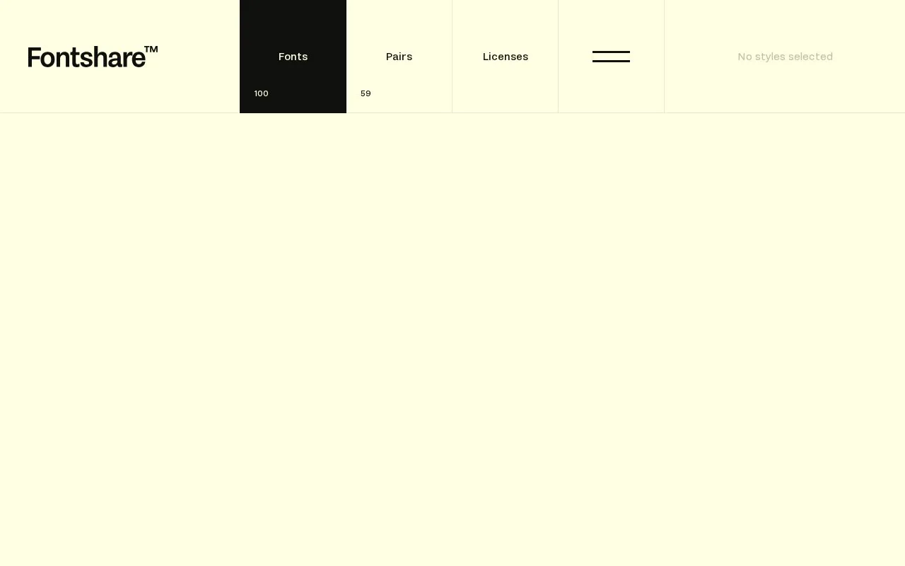 Screenshot of the Fontshare homepage