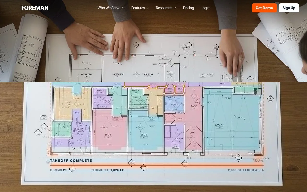 Screenshot of the Foreman AI homepage