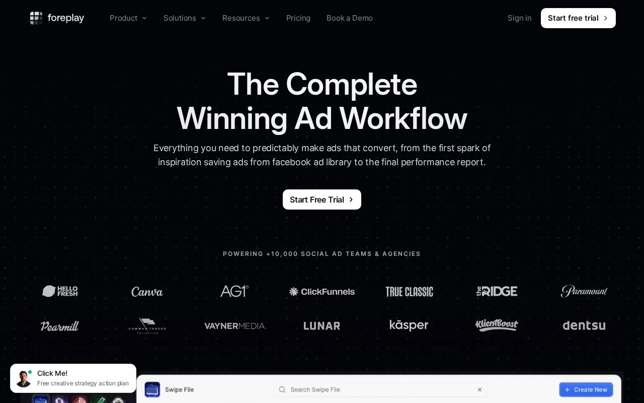 Screenshot of the Foreplay homepage
