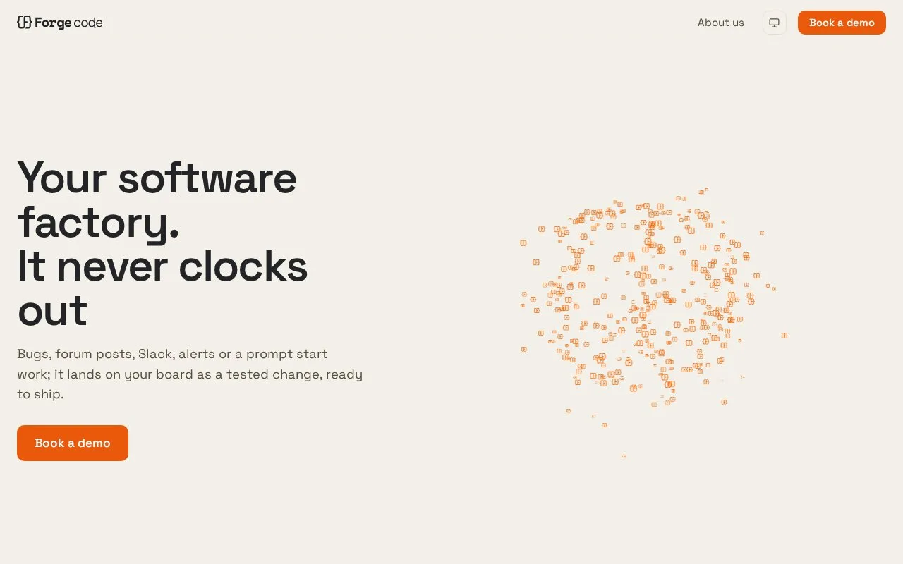 Screenshot of the ForgeCode homepage