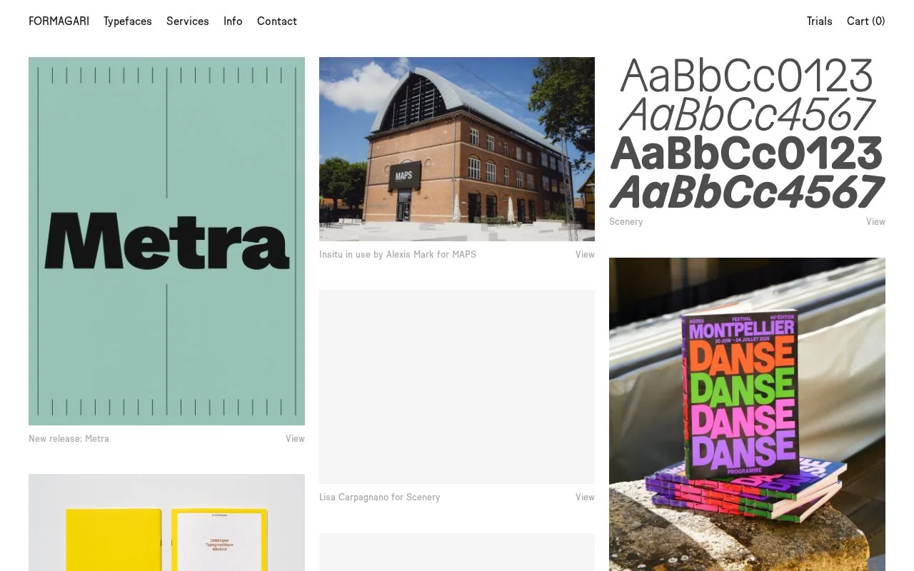 Screenshot of the Formagari homepage