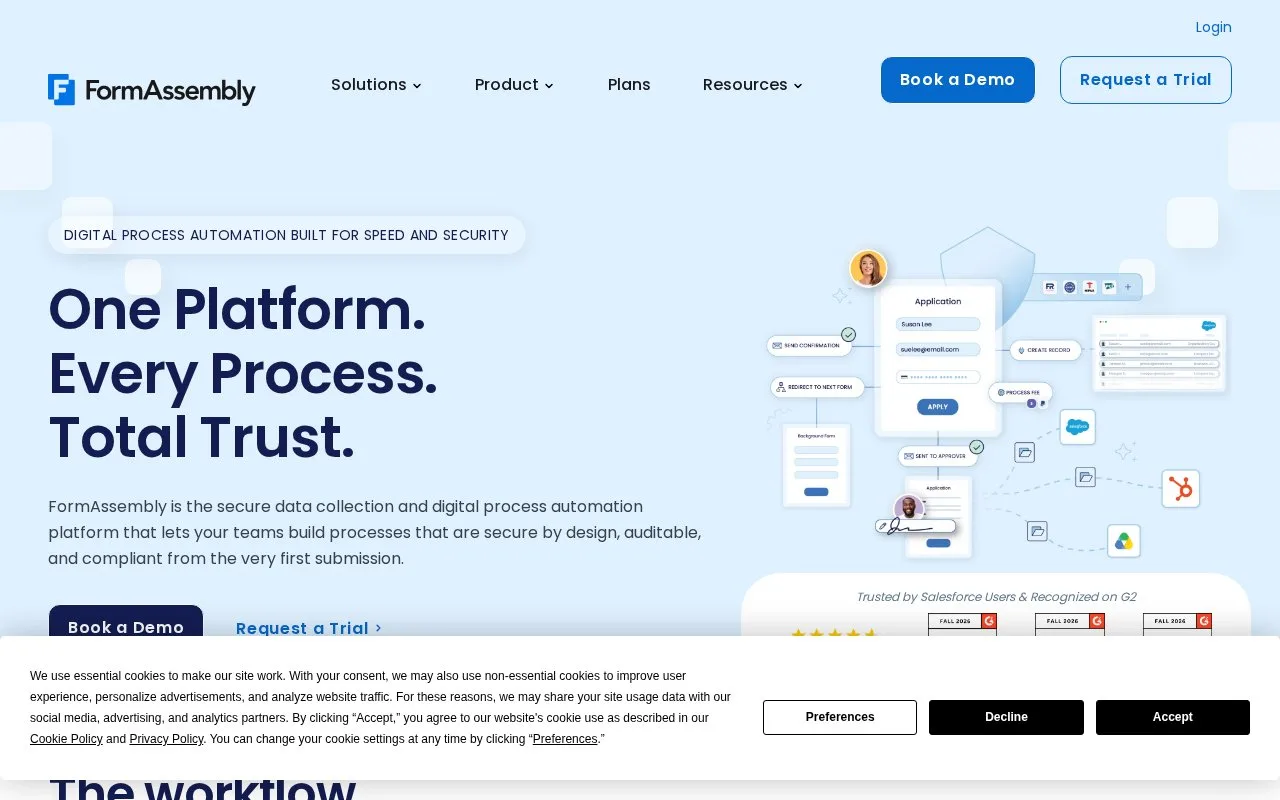 Screenshot of the FormAssembly homepage