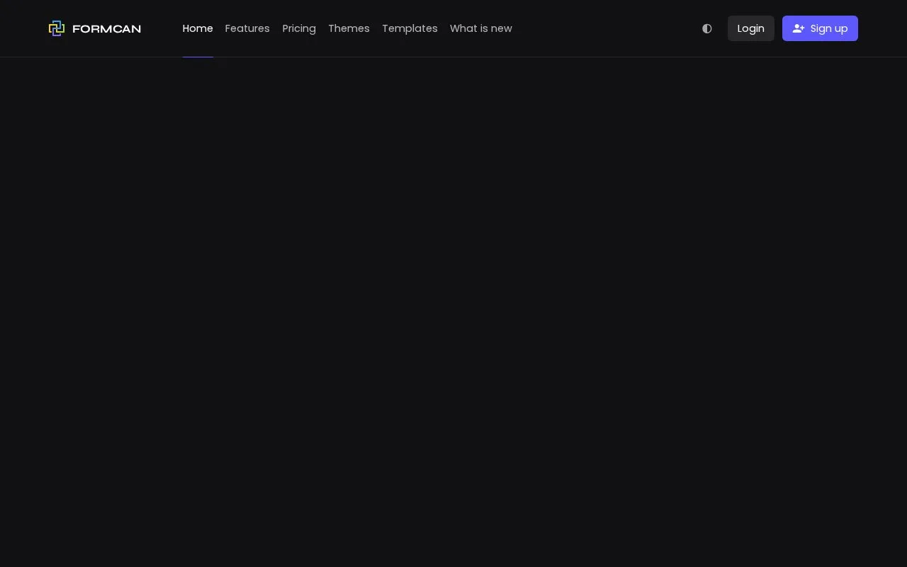 Screenshot of the FormCan homepage