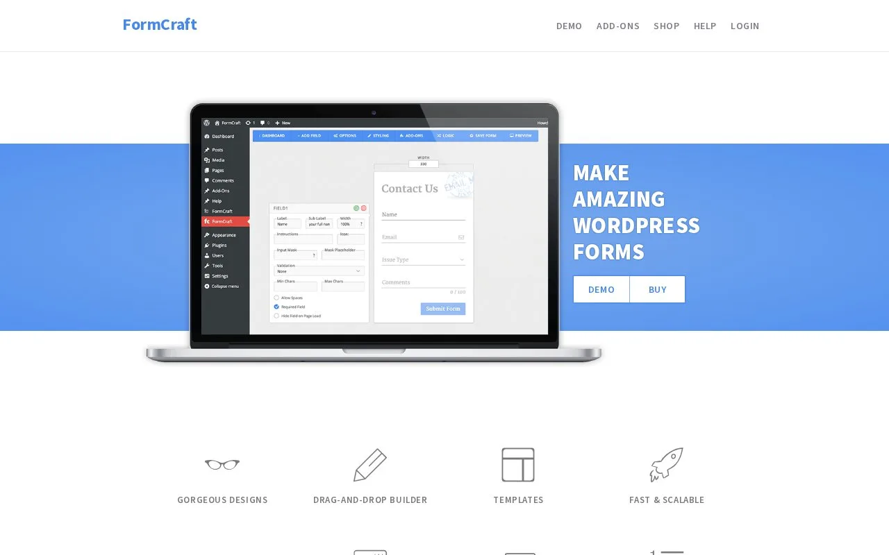 Screenshot of the FormCraft homepage