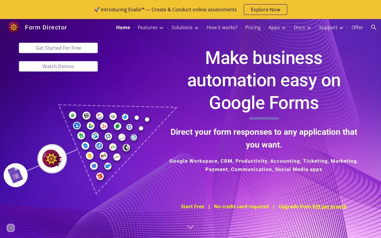 Screenshot of the Form Director homepage