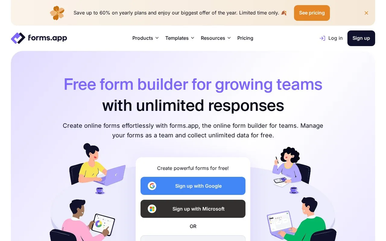 Screenshot of the forms.app homepage
