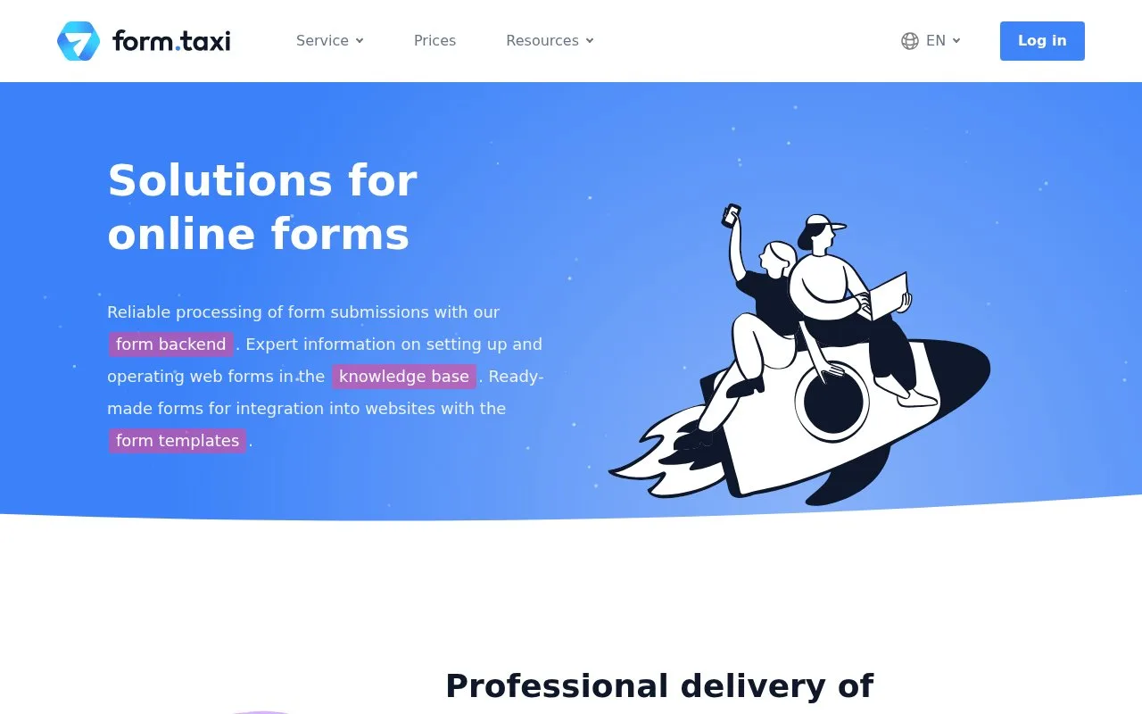 Screenshot of the Form.taxi homepage