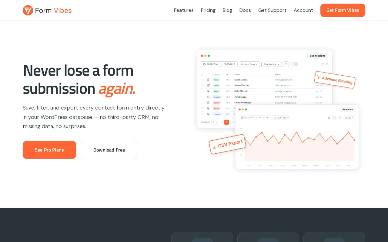 Screenshot of the Form Vibes homepage