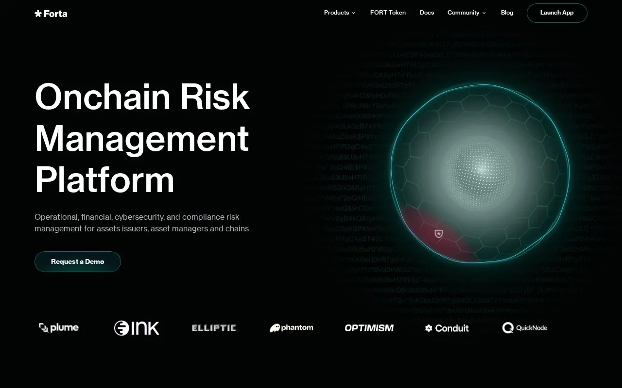 Screenshot of the Forta homepage