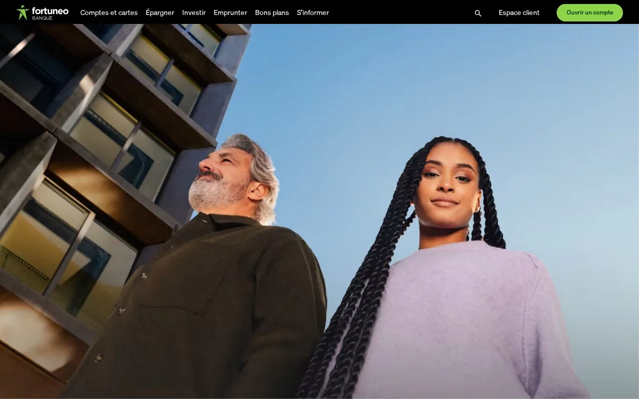 Screenshot of the Fortuneo homepage
