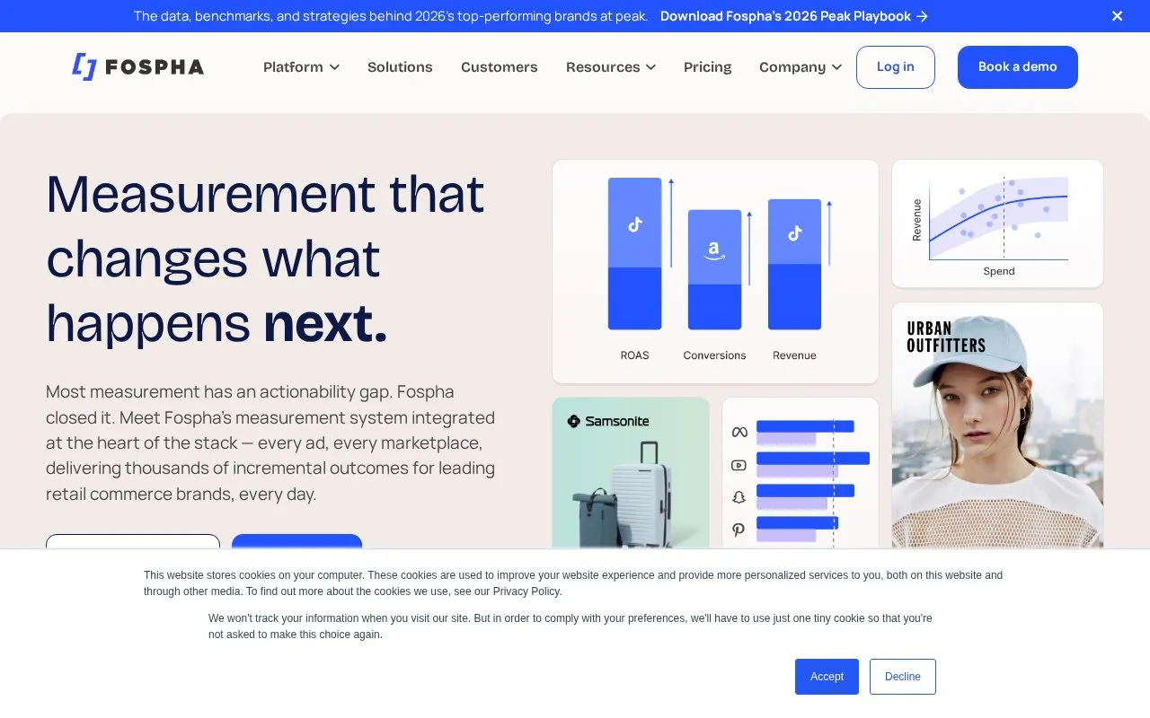 Screenshot of the Fospha homepage