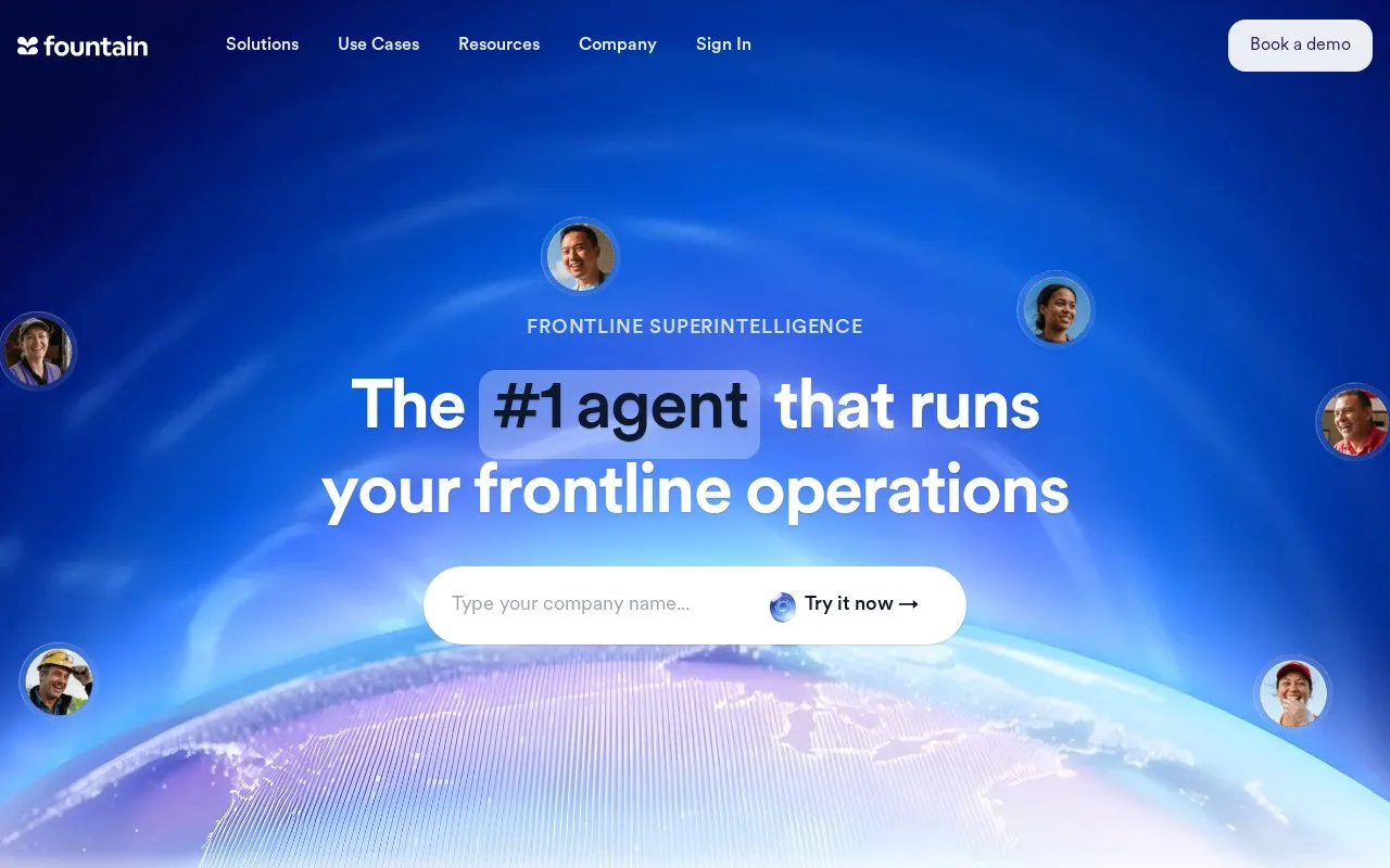 Screenshot of the Fountain homepage