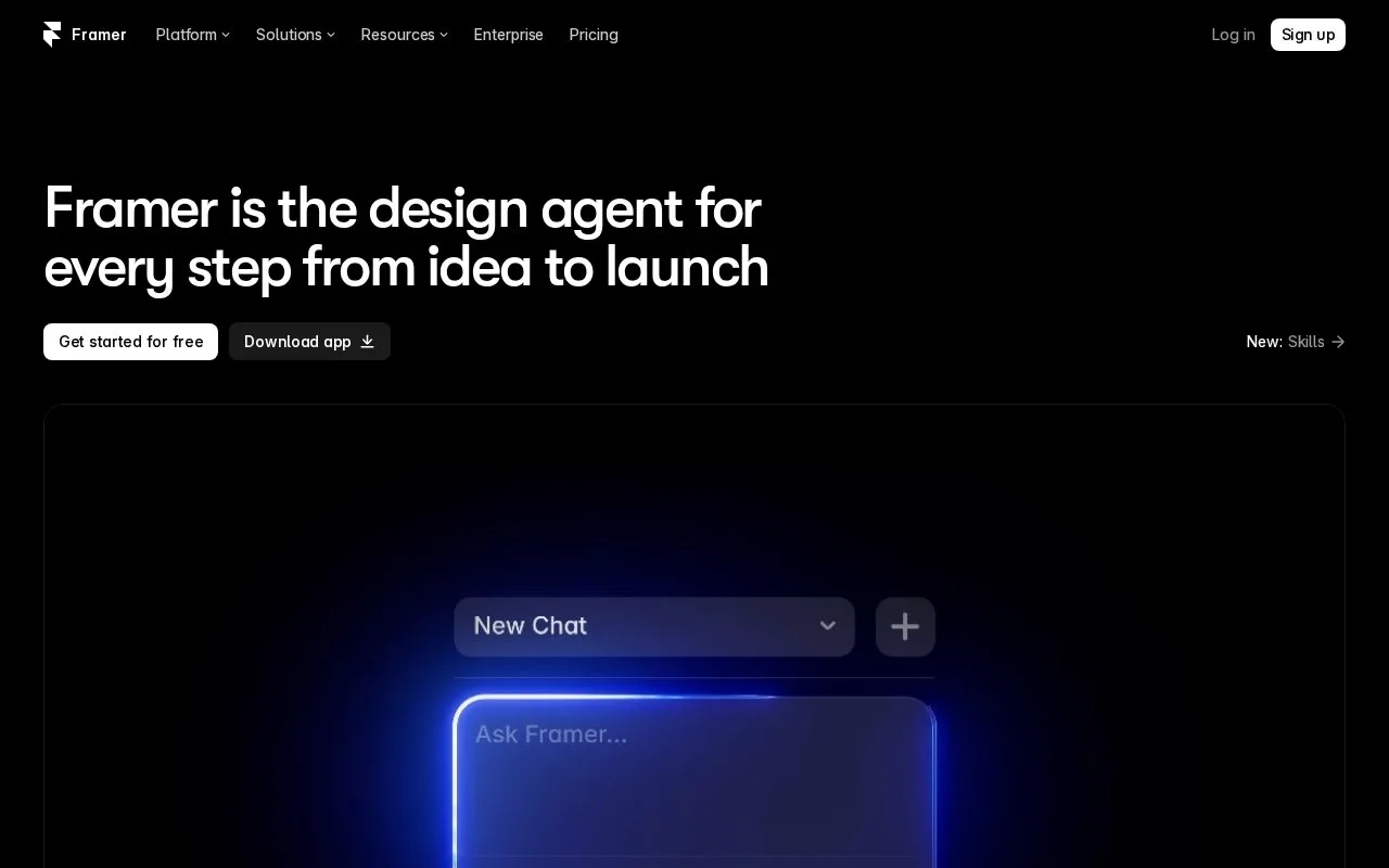 Screenshot of the Framer homepage