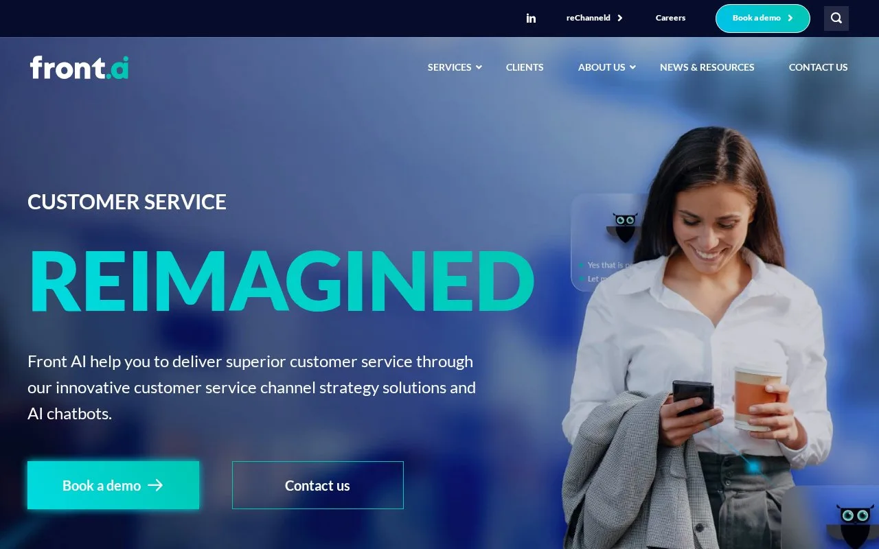 Screenshot of the Front AI homepage
