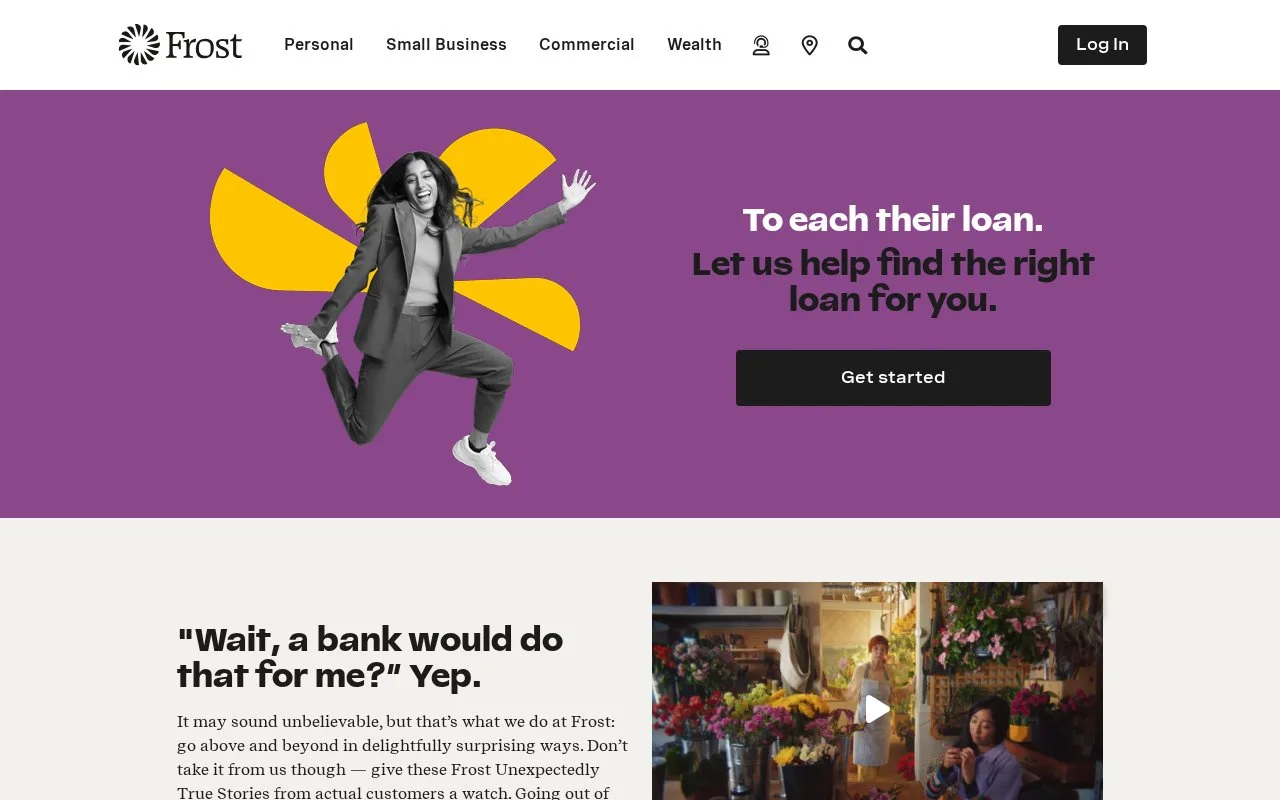Screenshot of the Frost Bank homepage